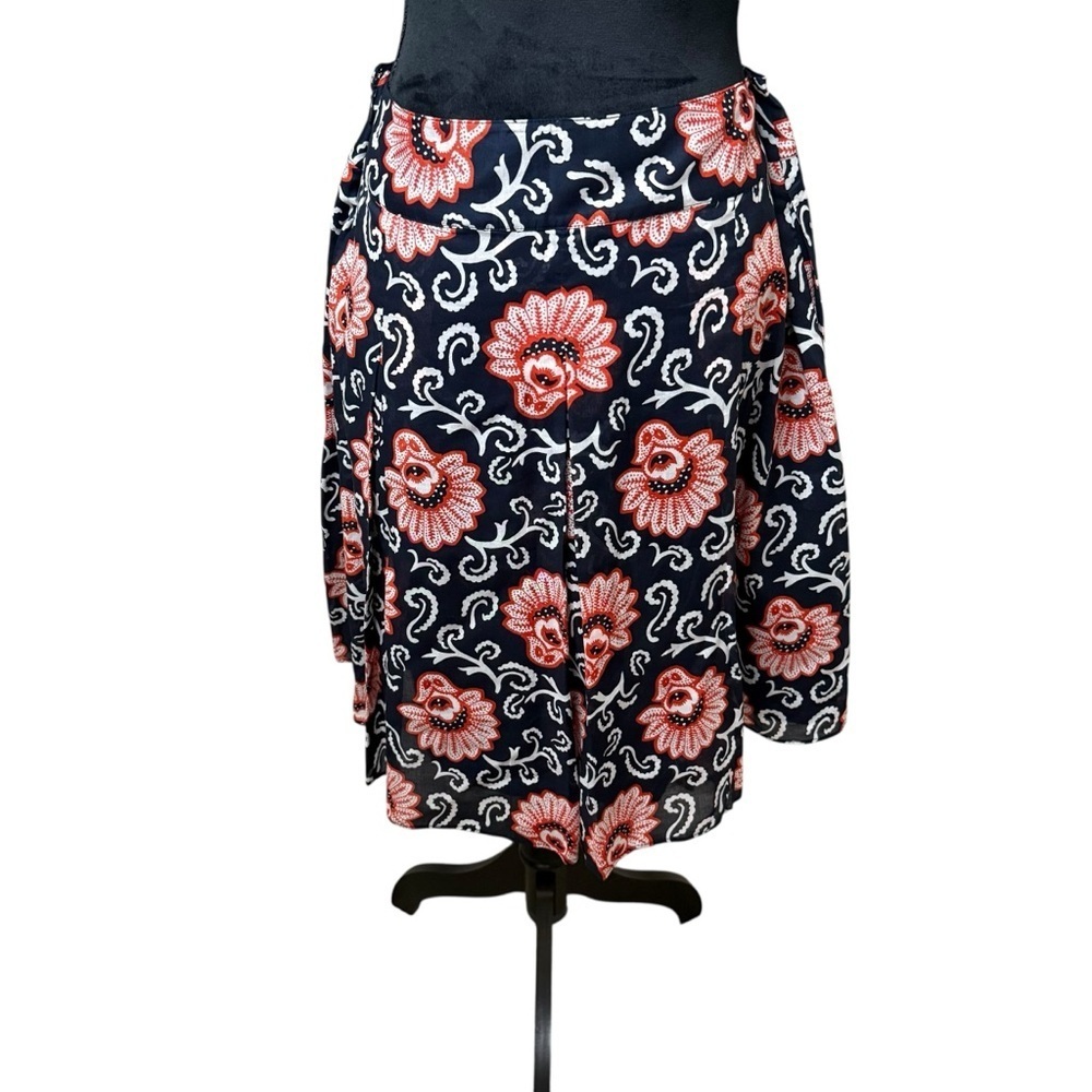 Talbots | A-Line Skirt - Navy and Coral Floral | 100% Cotton | Sz 10 - Picture 4 of 7